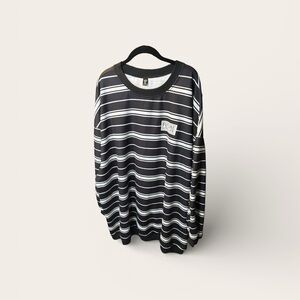 Black and White Striped Long Sleeve Dress